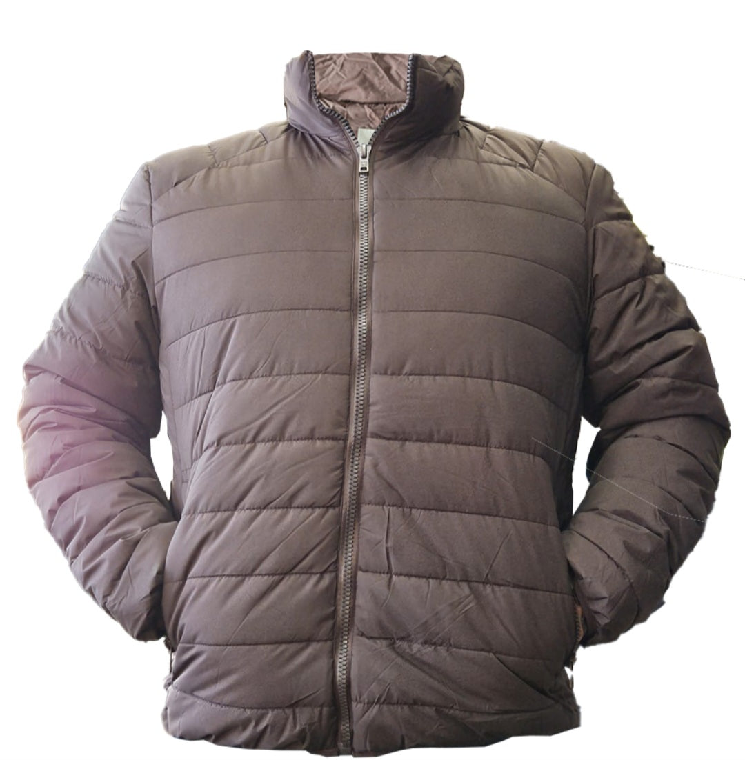 Men Microfiber Puffer Jacket Brown