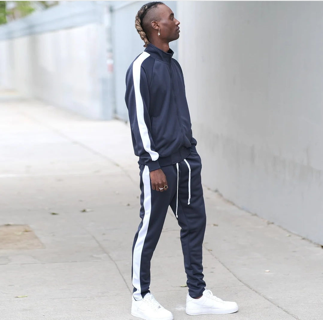 Side Stripe Tracksuit Navy