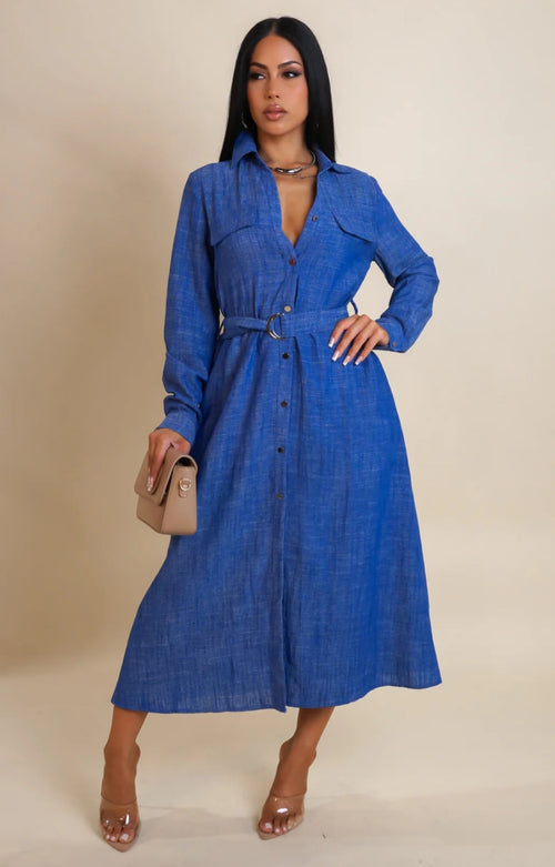 For Love Midi Dress - Blue