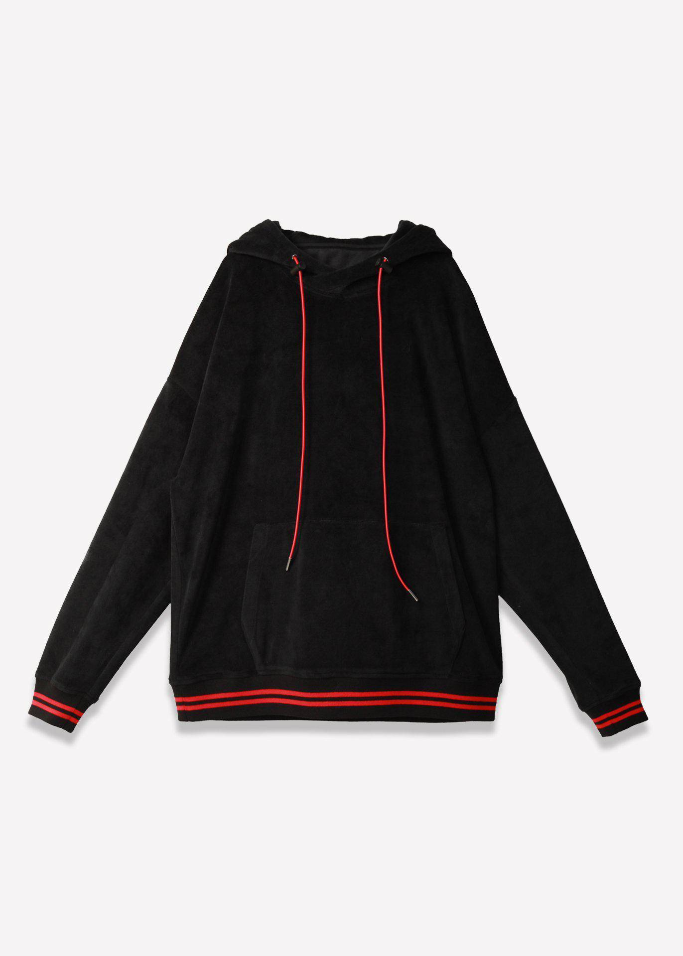Blank State Men's Velour Pullover Hoodie in Black: