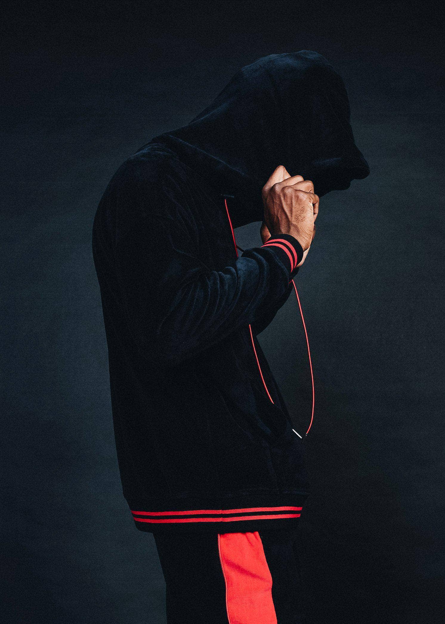 Blank State Men's Velour Pullover Hoodie in Black: