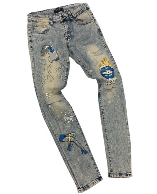 Light Wash Graphic Denim Jeans