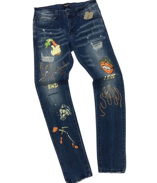 Dark Graphic Denim Jeans