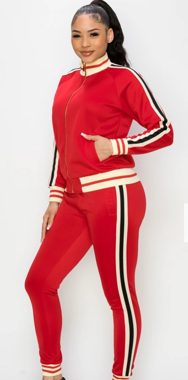 Women's Spandex Tracksuit Red