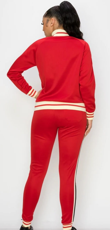 Women's Spandex Tracksuit Red